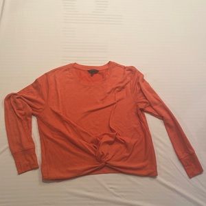 Banana Republic coral long sleeve top with twist knot Large
